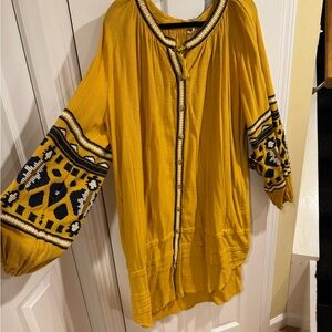 Bohemian Yellow Embroidered Dress